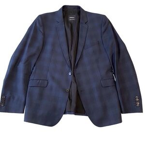 Stellson Marlane men suit jacket blazer blue tartan glen check 100% wool size 50